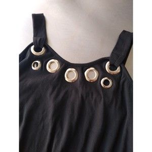 Robin K small black tank with silver details biker shirt rock goth concert
